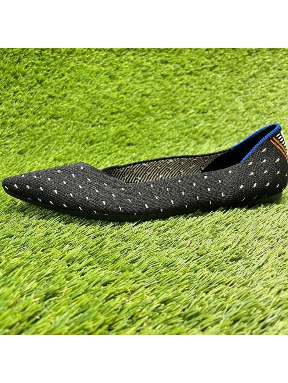 Rothy's The Point Womens Size 8.5 Black Blue Casual Classic Slip On Ballet Flats